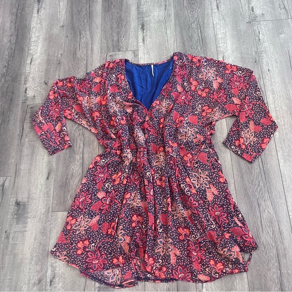 Free People Teagan Dress Peach Combo Size Large - Picture 13 of 14